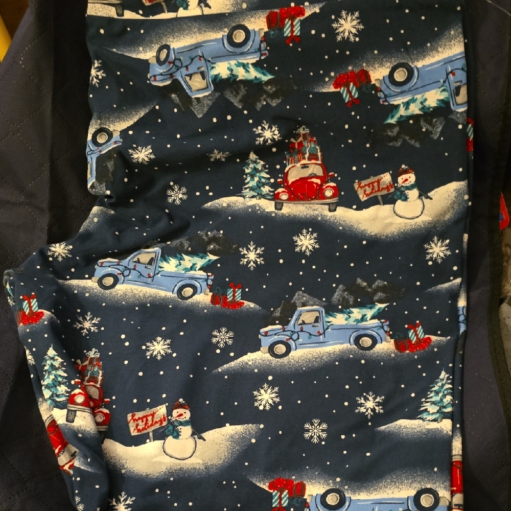 Festive Blue Plus Size Ladies Leggings